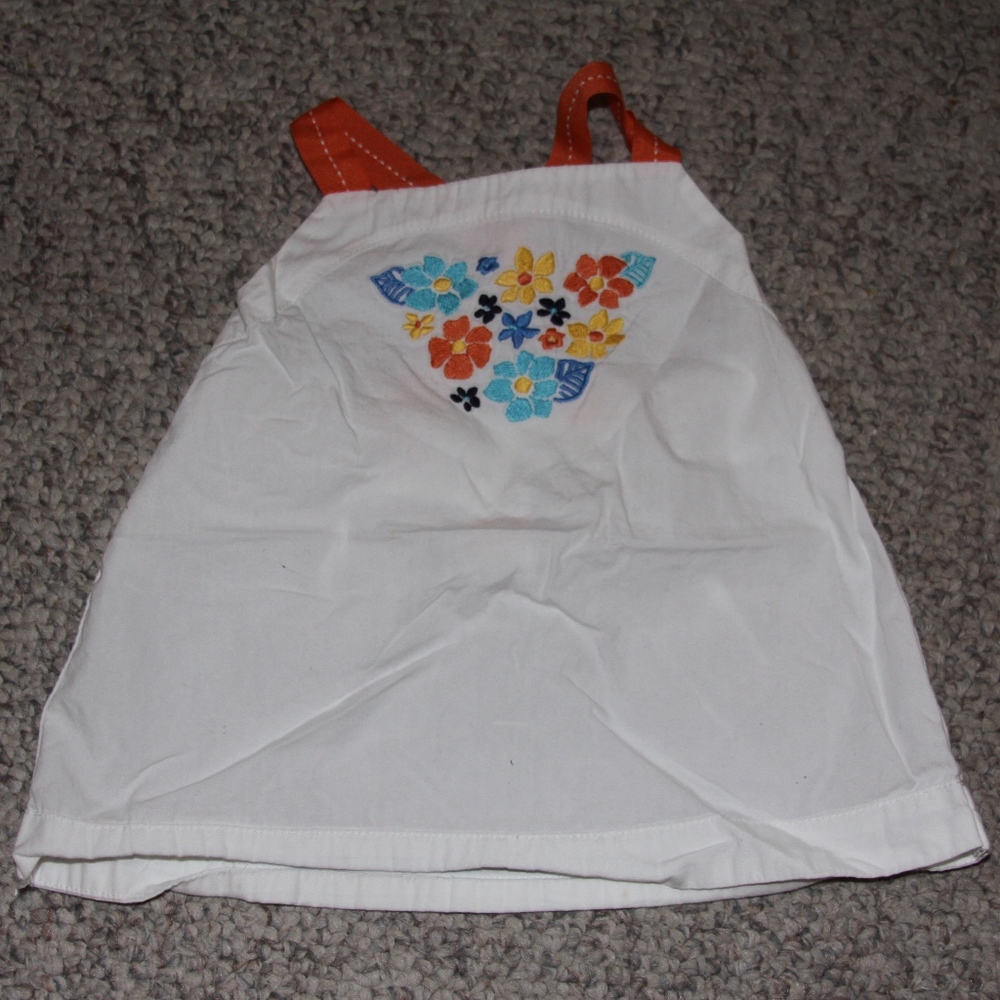 Gymboree White Top with Floral Embroidery & Straps